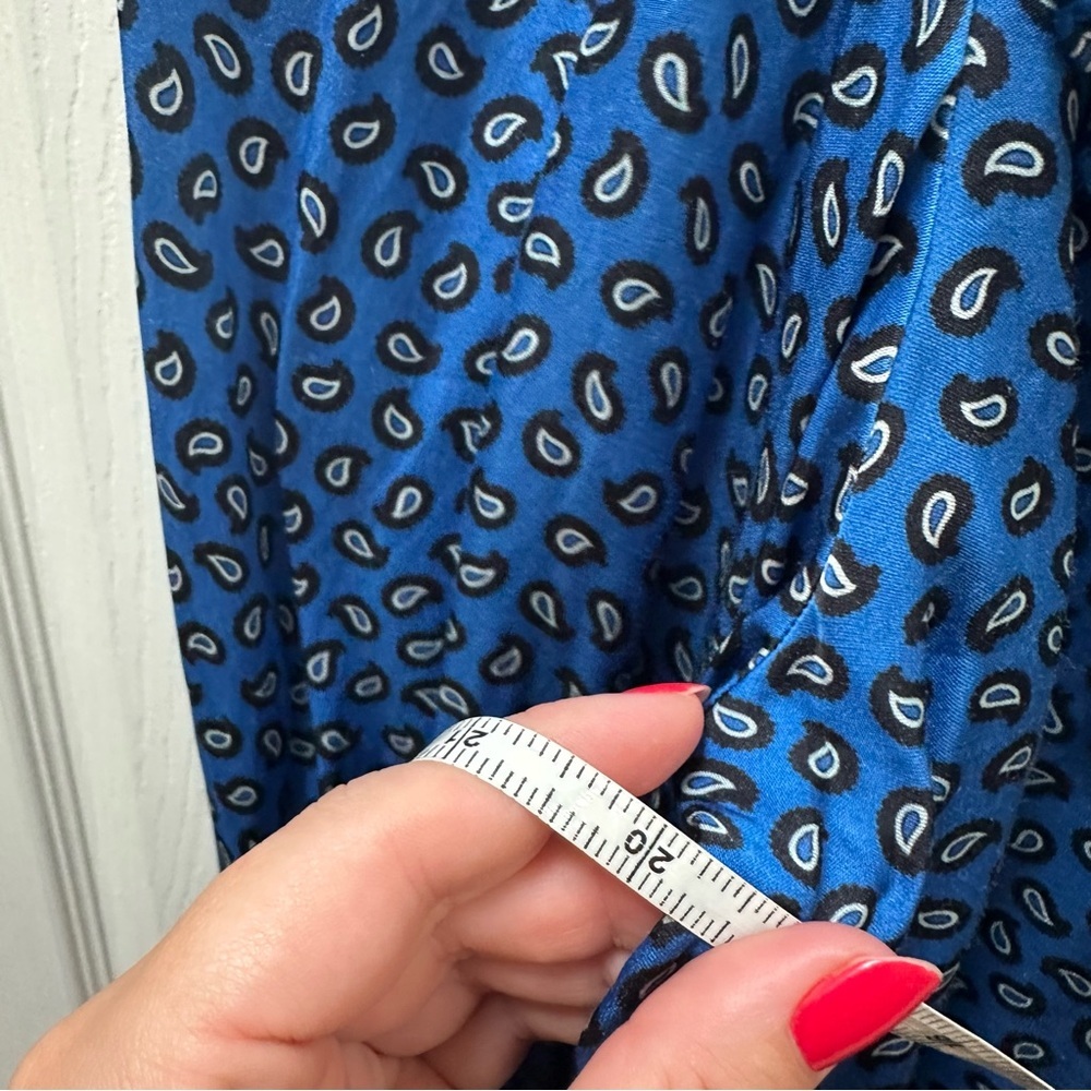 Maje Blue Patterned Ruffle Blouse Paisley-Print Ruffled Shirt m medium - Picture 7 of 10
